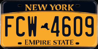 NY license plate FCW4609