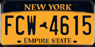 NY license plate FCW4615