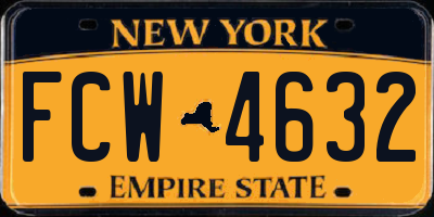 NY license plate FCW4632