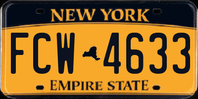 NY license plate FCW4633