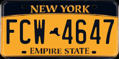NY license plate FCW4647