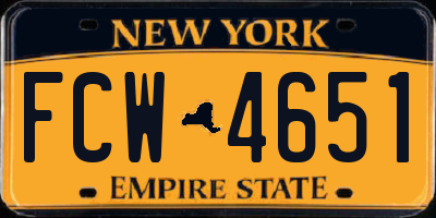 NY license plate FCW4651