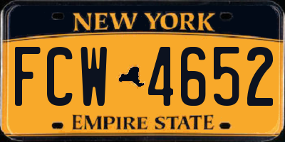 NY license plate FCW4652