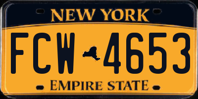 NY license plate FCW4653