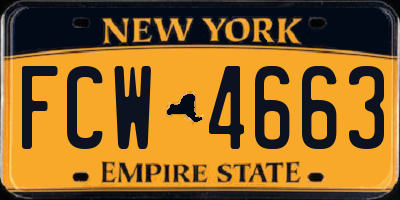 NY license plate FCW4663