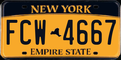 NY license plate FCW4667