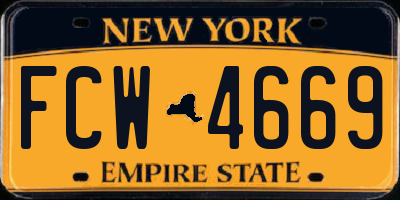 NY license plate FCW4669