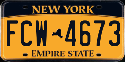 NY license plate FCW4673
