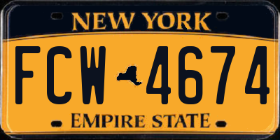 NY license plate FCW4674