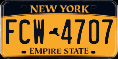 NY license plate FCW4707