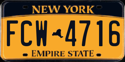 NY license plate FCW4716