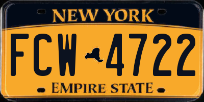 NY license plate FCW4722