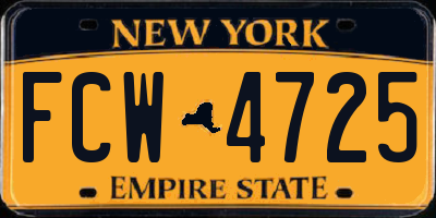NY license plate FCW4725