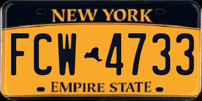 NY license plate FCW4733