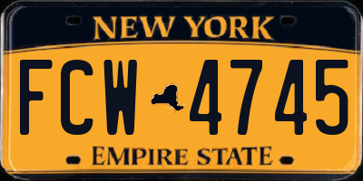 NY license plate FCW4745