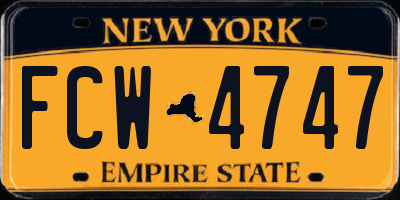 NY license plate FCW4747