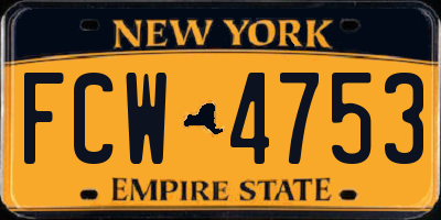 NY license plate FCW4753