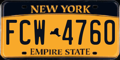 NY license plate FCW4760