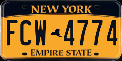NY license plate FCW4774