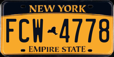 NY license plate FCW4778
