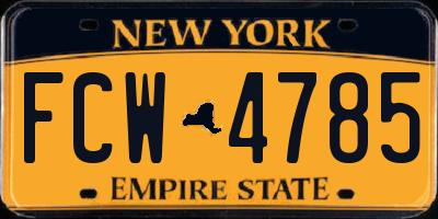NY license plate FCW4785