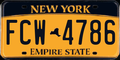NY license plate FCW4786