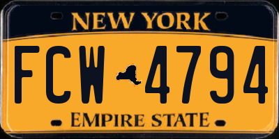 NY license plate FCW4794