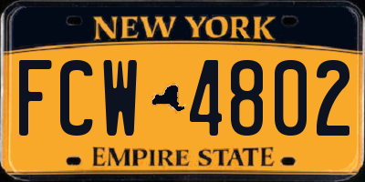 NY license plate FCW4802