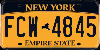 NY license plate FCW4845