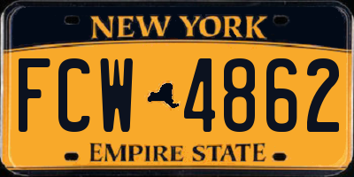 NY license plate FCW4862