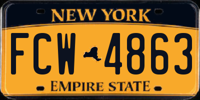 NY license plate FCW4863
