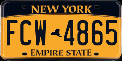 NY license plate FCW4865