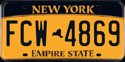 NY license plate FCW4869
