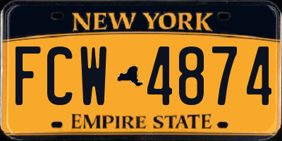 NY license plate FCW4874