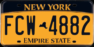 NY license plate FCW4882