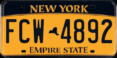 NY license plate FCW4892