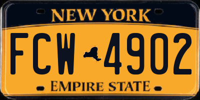 NY license plate FCW4902