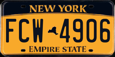 NY license plate FCW4906