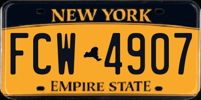 NY license plate FCW4907