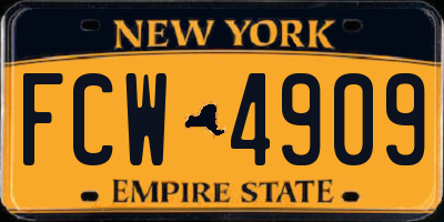 NY license plate FCW4909