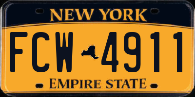 NY license plate FCW4911