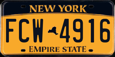 NY license plate FCW4916