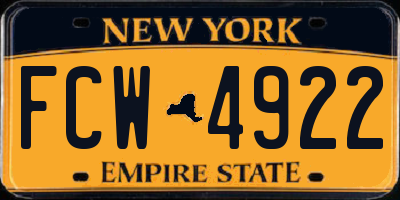 NY license plate FCW4922