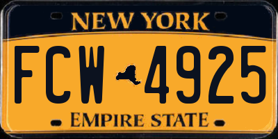 NY license plate FCW4925