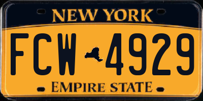 NY license plate FCW4929