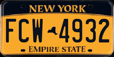 NY license plate FCW4932