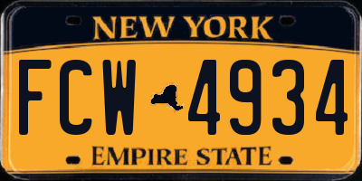 NY license plate FCW4934