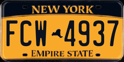 NY license plate FCW4937