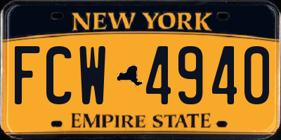 NY license plate FCW4940