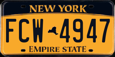 NY license plate FCW4947